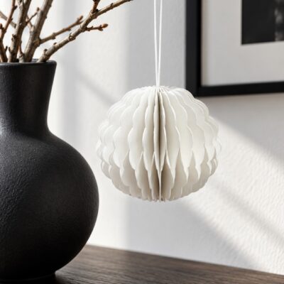Papier Weihnachtskugel | weiß | 7cm