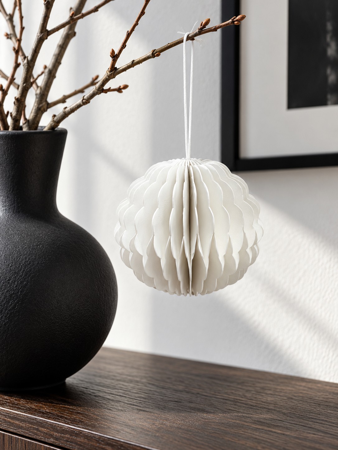Papier Weihnachtskugel | weiß | 7cm