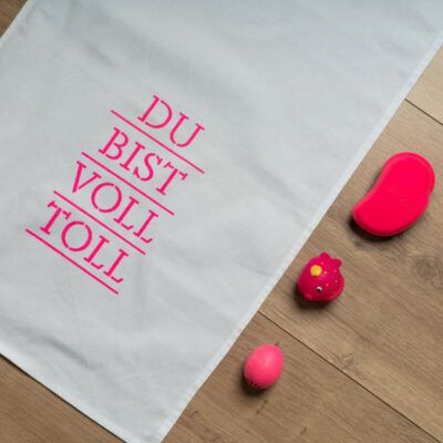 DU BIST VOLL TOLL neonpink - Geschirrhandtuch weiß