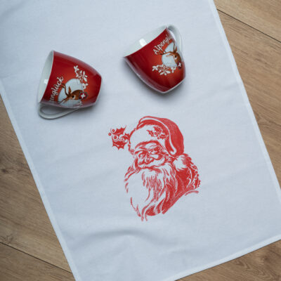 "WEIHNACHTSMANN" in neonrot | Geschirrhandtuch weiß
