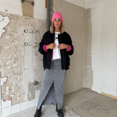 Bomberjacke | Schwarz Pink