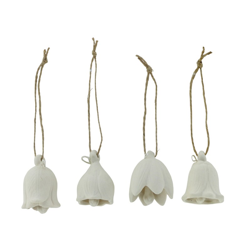 Porzellan Blütenanhänger Lilly | 4er Set | Offwhite