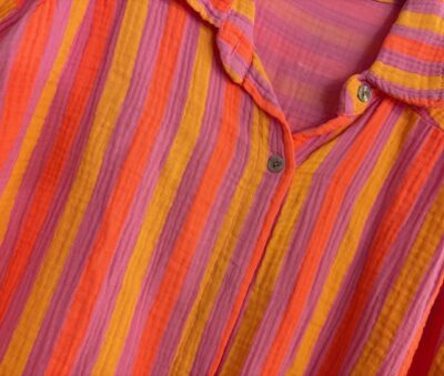 Musselinhemd | Neon Orange & Gelb mit Rosa