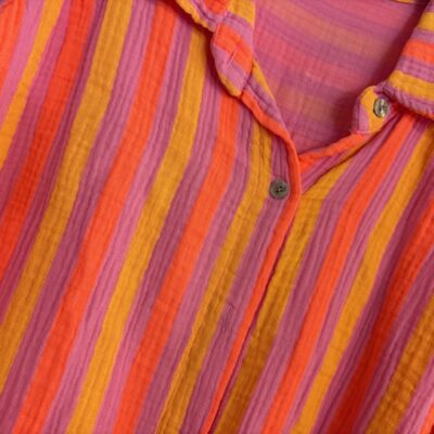 Musselinhemd | Neon Orange & Gelb mit Rosa