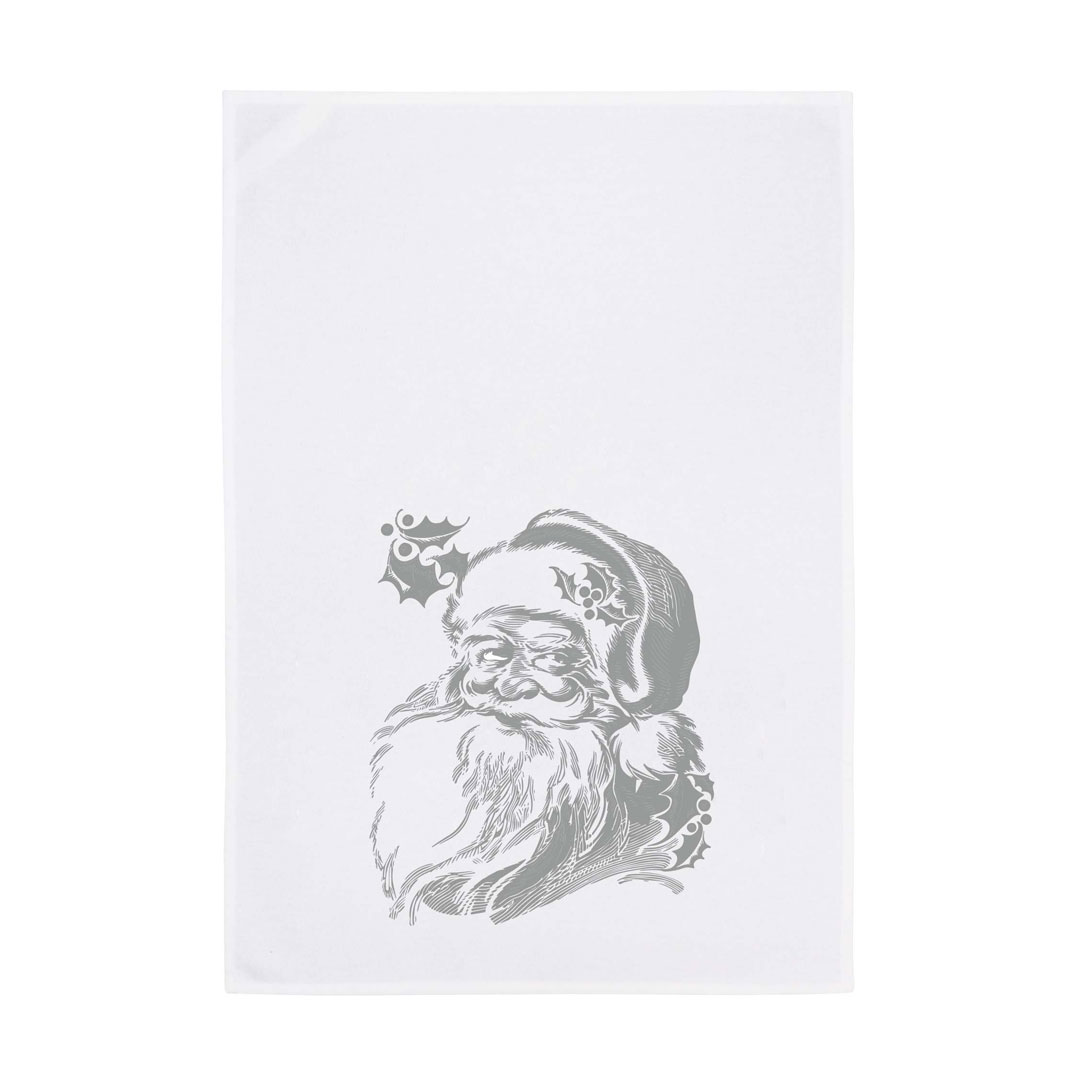 "WEIHNACHTSMANN" in silber | Geschirrhandtuch weiß