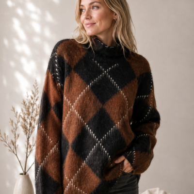 Karo-Longpullover | Autumn Check | Braun
