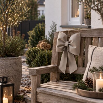 Weihnachtsschleife | Taupe | wetterfest