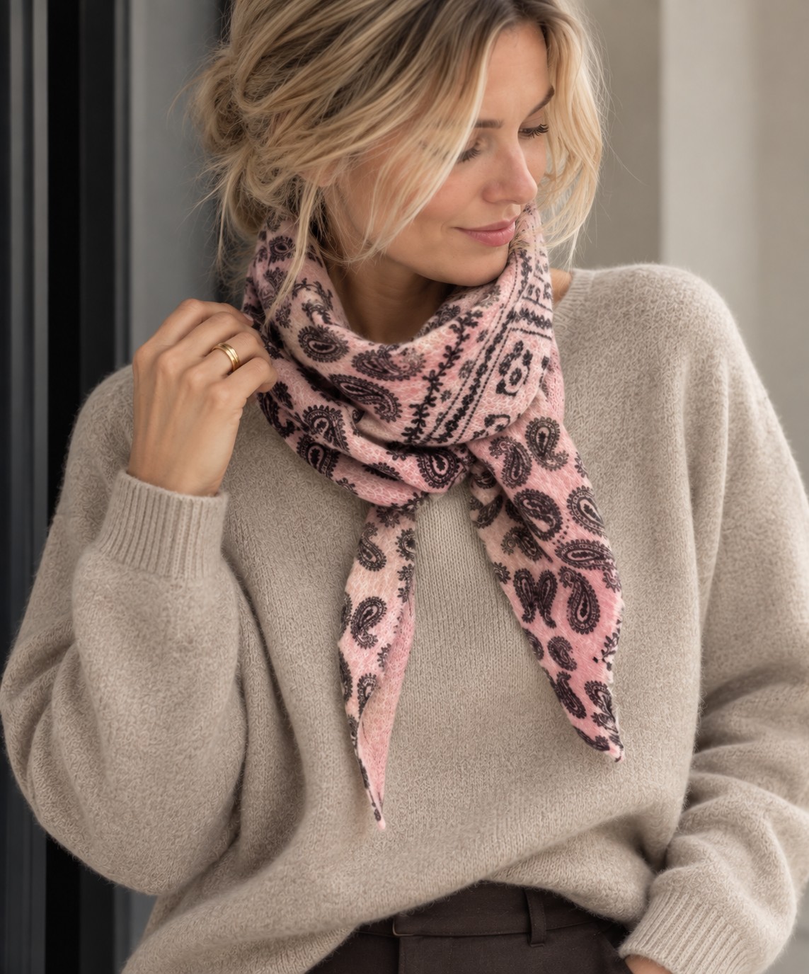 Dreiecktuch Halstuch Paisley | Rosa