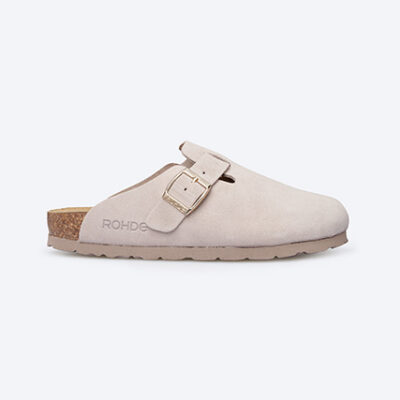 Trend Pantolette | Velourleder | Leinen