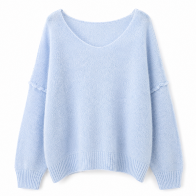 Alpaka Pullover | U-Boot Ausschnitt | Hellblau