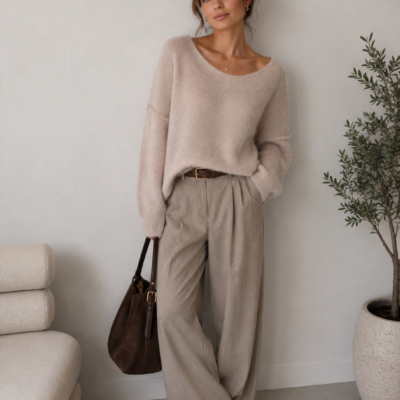Alpaka Pullover | U-Boot Ausschnitt | Light Greige