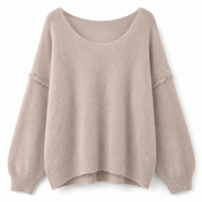 Alpaka Pullover | U-Boot Ausschnitt | Light Greige