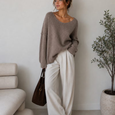 Alpaka Pullover | U-Boot Ausschnitt | Taupe
