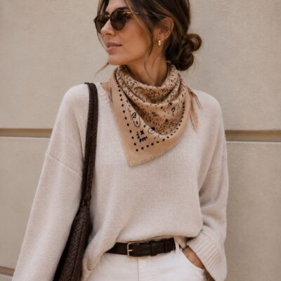 Kaschmir-Halstuch aus Merinowolle - Beige