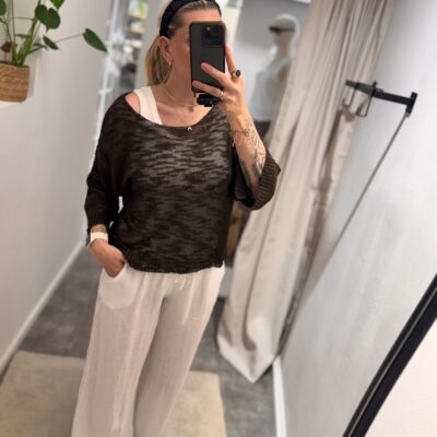 Leichter Oversize-Strickpulli | braun