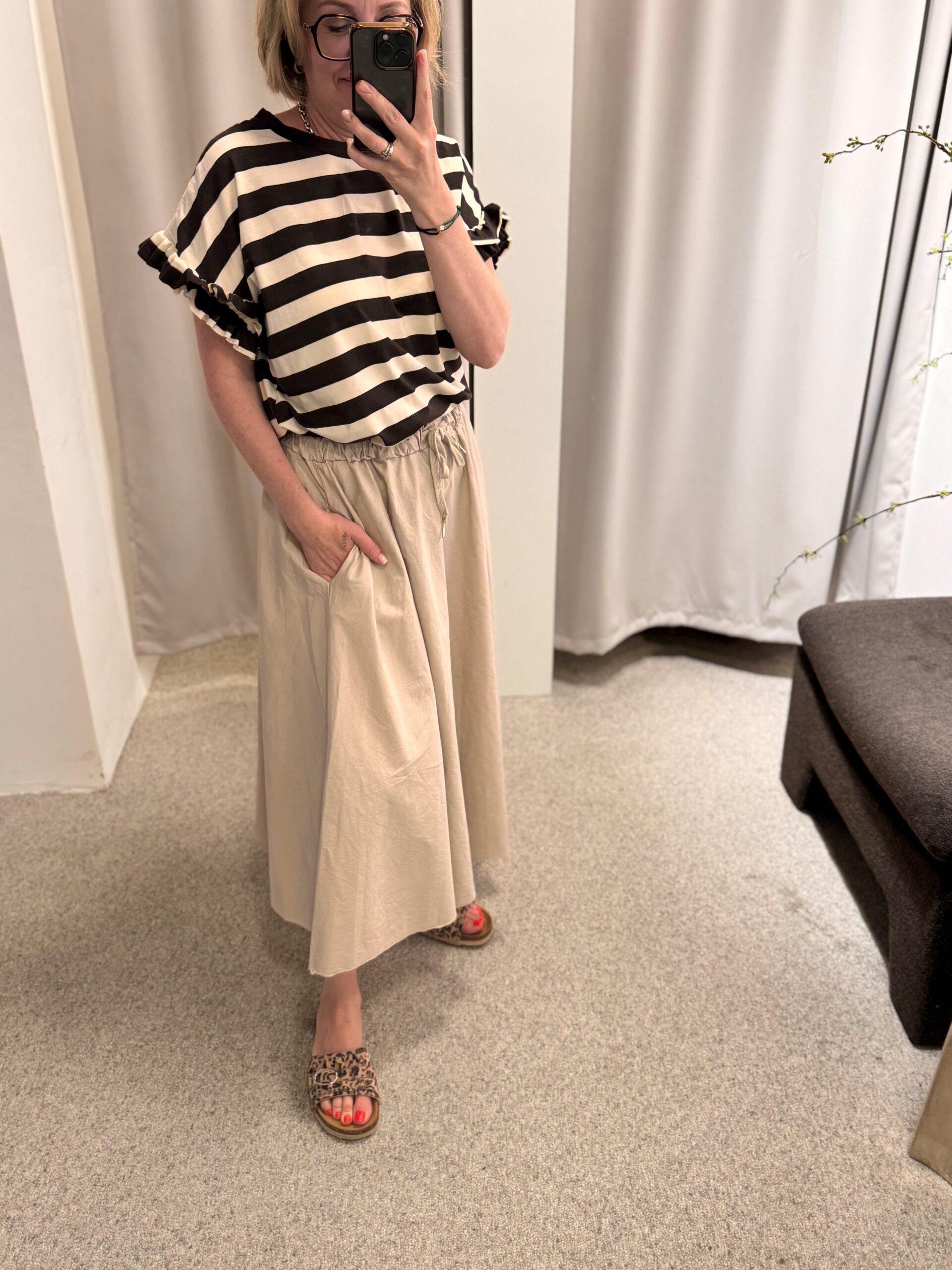 Rock mit Kordel | beige | Baumwolle