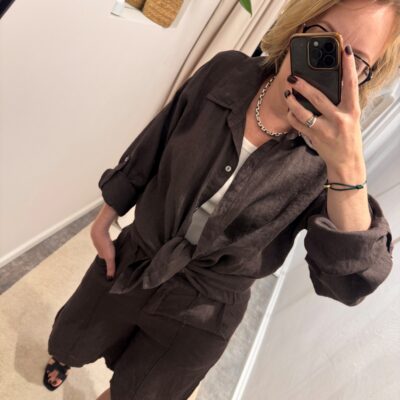 Leinen Hemd-Bluse | Braun