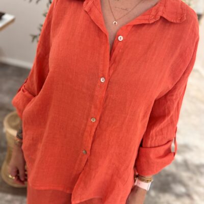 Leinen Hemd-Bluse | Korall
