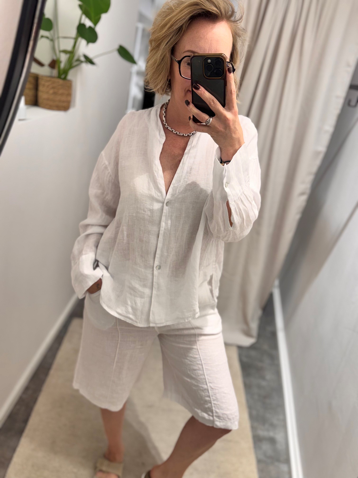 Leinen Hemd-Bluse | White – Bild 3