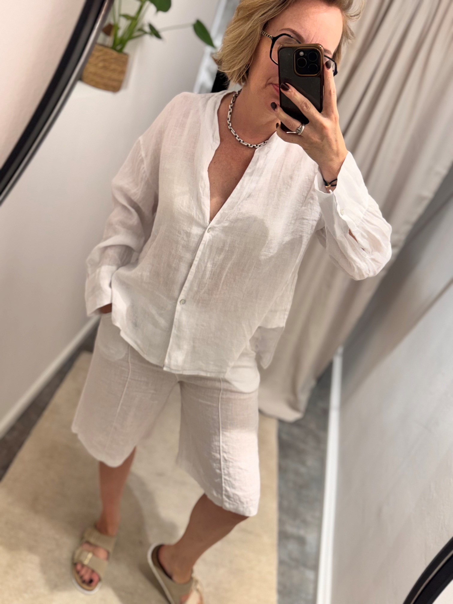 Leinen Hemd-Bluse | White – Bild 2
