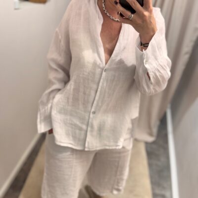 Leinen Hemd-Bluse | White