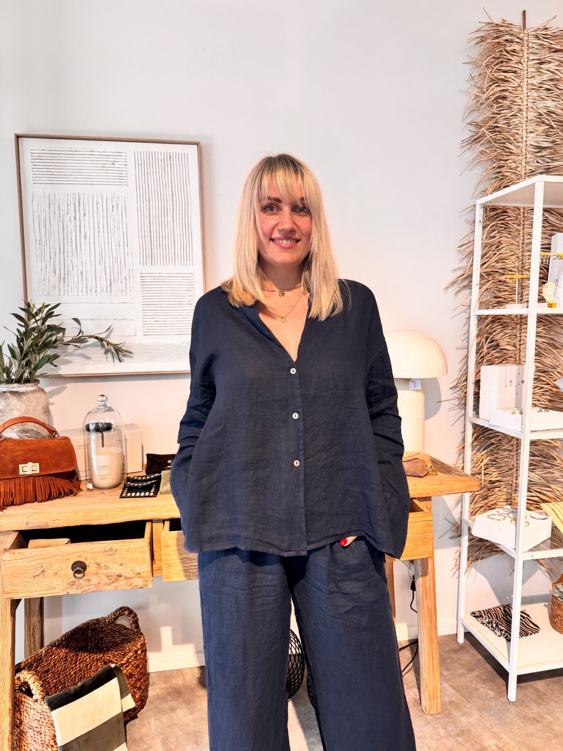 Leinen Hemd-Bluse | Marine