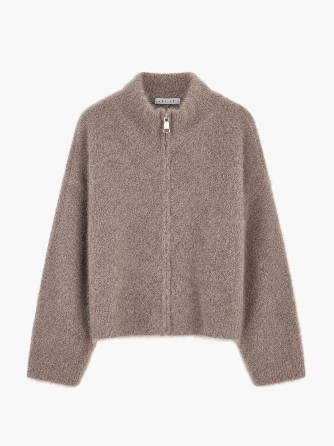 Mohair Zip Cardigan | Taupe – Bild 4