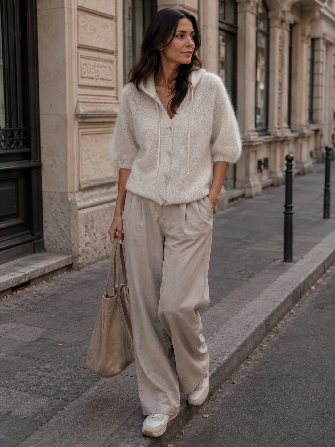 Mohair Hoodie Cardigan | Fall Edition | Beige – Bild 2
