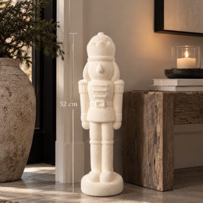 Beflockter Nussknacker | H52cm | Creme