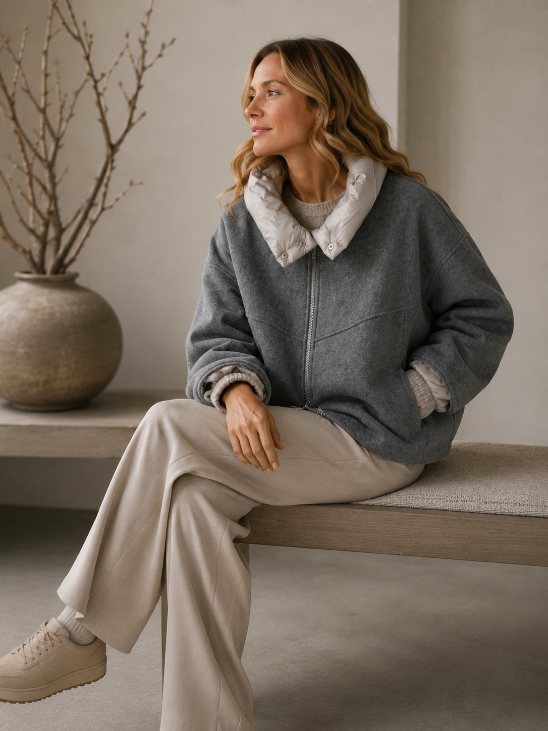 Oversize Herbstjacke | Silbergrau – Bild 3