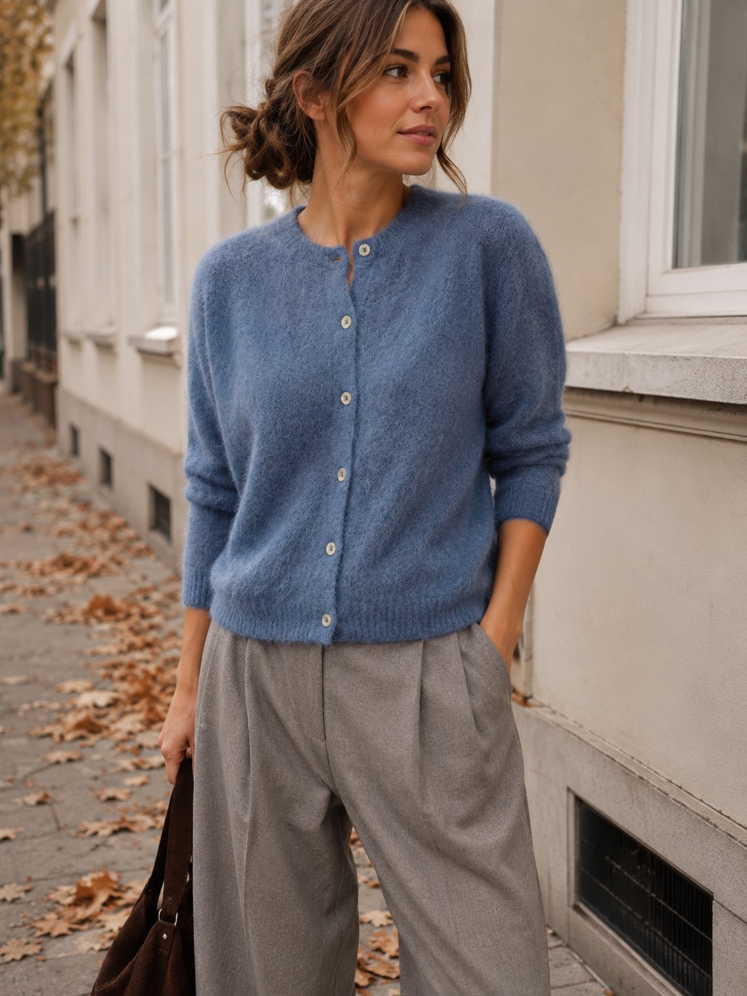 Mohair Cardigan | Denim Blue