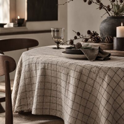 Tischdecke Nordic Check | Beige/Schwarz | 220×140 cm