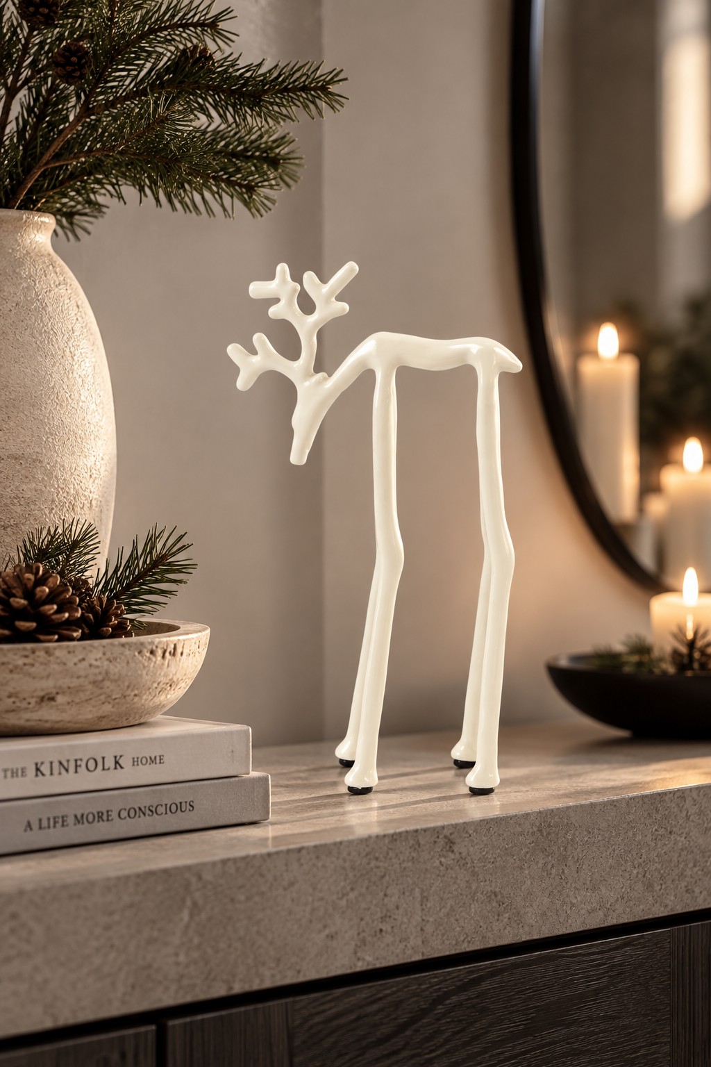 Filigraner Deko-Hirsch | Creme | 25 cm