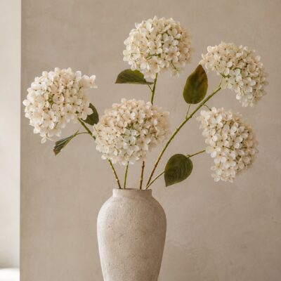 Künstliche Hortensie Cremeweiß – große Blüte in natürlicher Optik