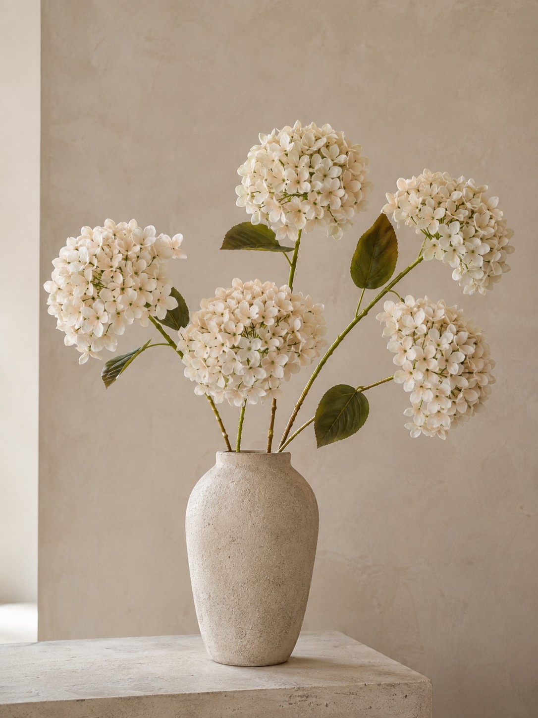 Künstliche Hortensie Cremeweiß – große Blüte in natürlicher Optik