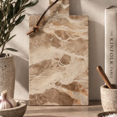 Marmorbrett Beige | Servierbrett aus Naturstein | 30×15 cm
