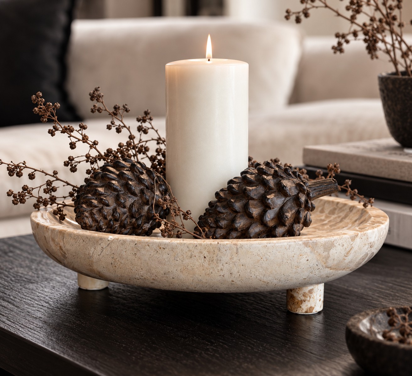 Schale | Marmor | Beige | ø 30cm