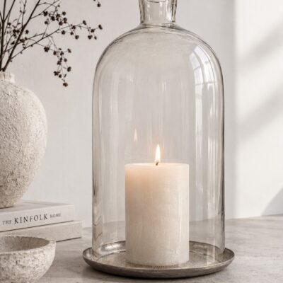 Herbstliches Statement-Windlicht aus Glas | 43 cm