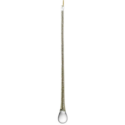 Glasanhänger Tropfen transparent mit Champagner-Glitter