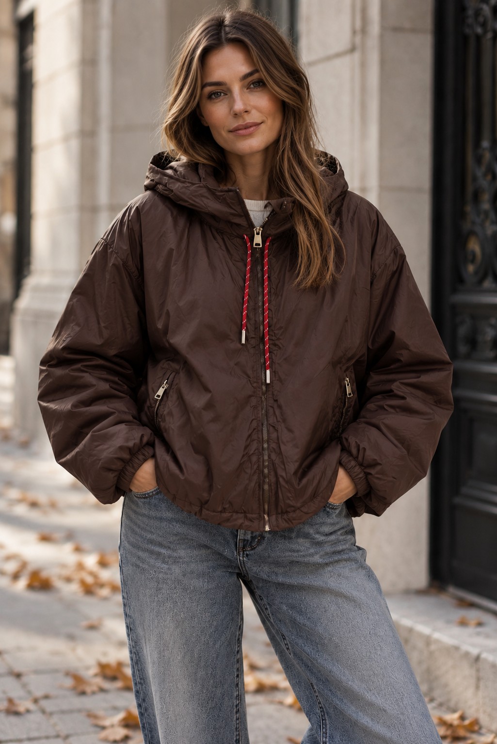 Übergangsjacke mit Kapuze – Dunkelbraun
