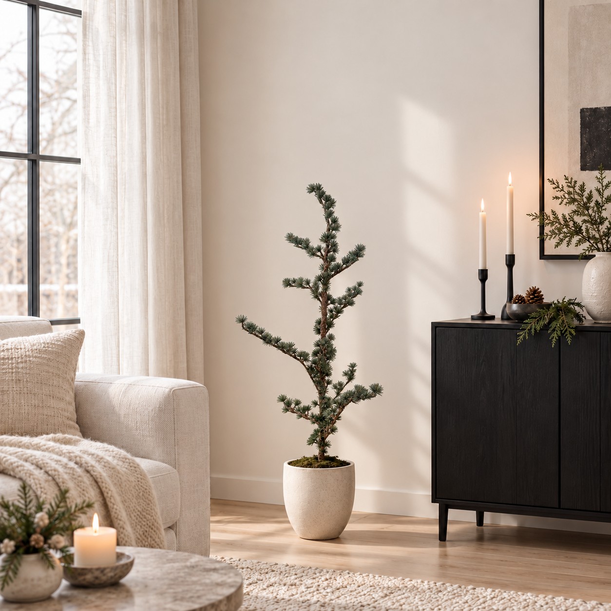 Künstlicher Zedernbaum im Topf Graugrün | 120 cm